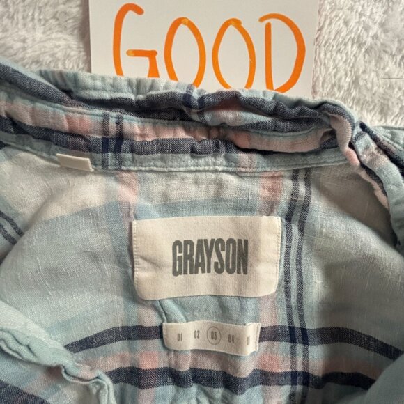 Grayson Womens Plaid Long Sleeve Button-Down The Hero Shirt Size 3 Linen Blue - Picture 3 of 8